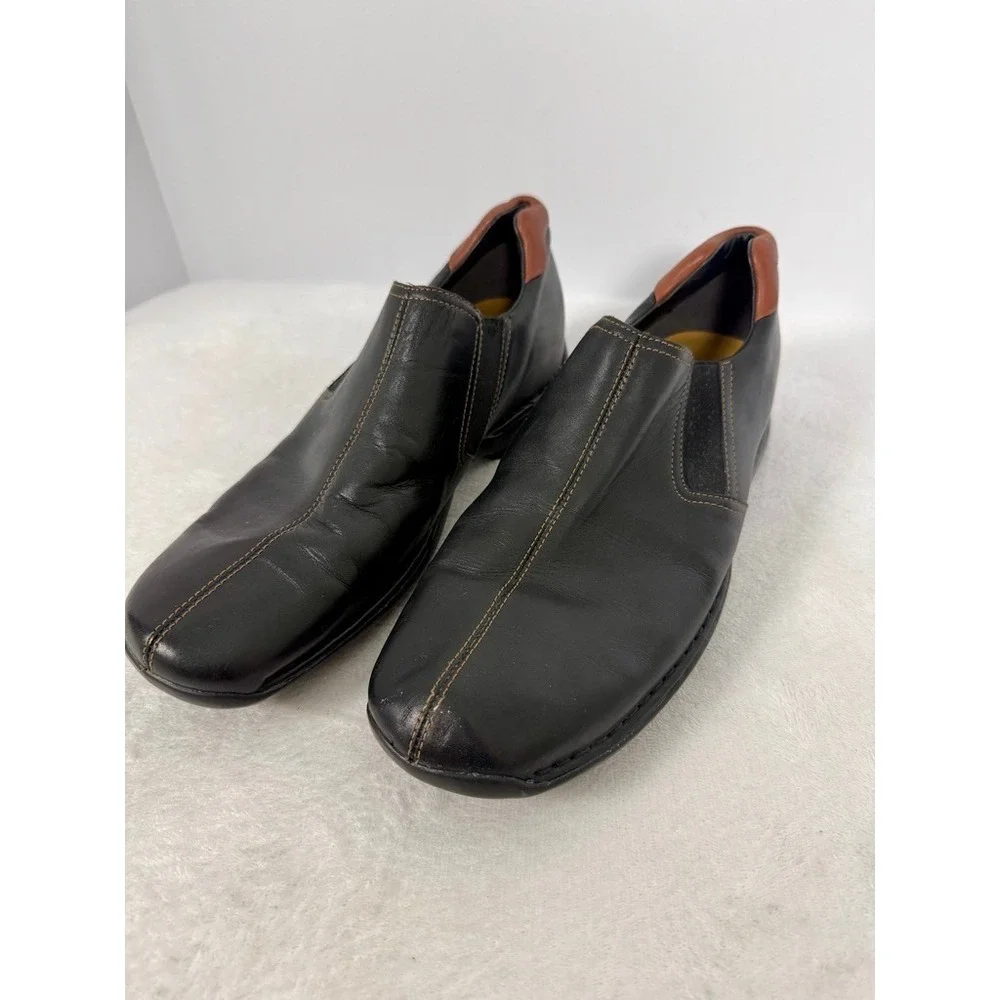 Cole Haan Zeno Split Toe Slip On Loafers Mens 11.5 Black Leather Dress Shoes - Picture 2 of 8